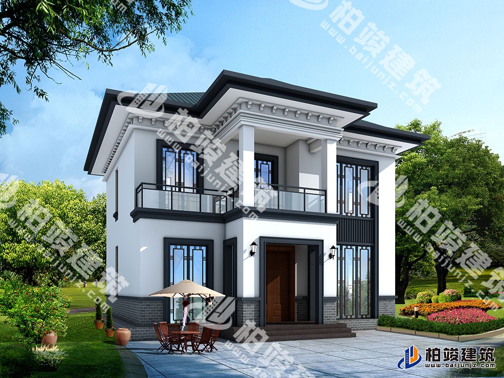 新款農(nóng)村自建二層別墅設(shè)計圖，新中式風(fēng)格，戶型布局實用