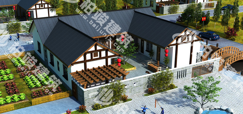 農(nóng)村自建三合院設(shè)計圖，大尺度中式庭院，造價僅20萬