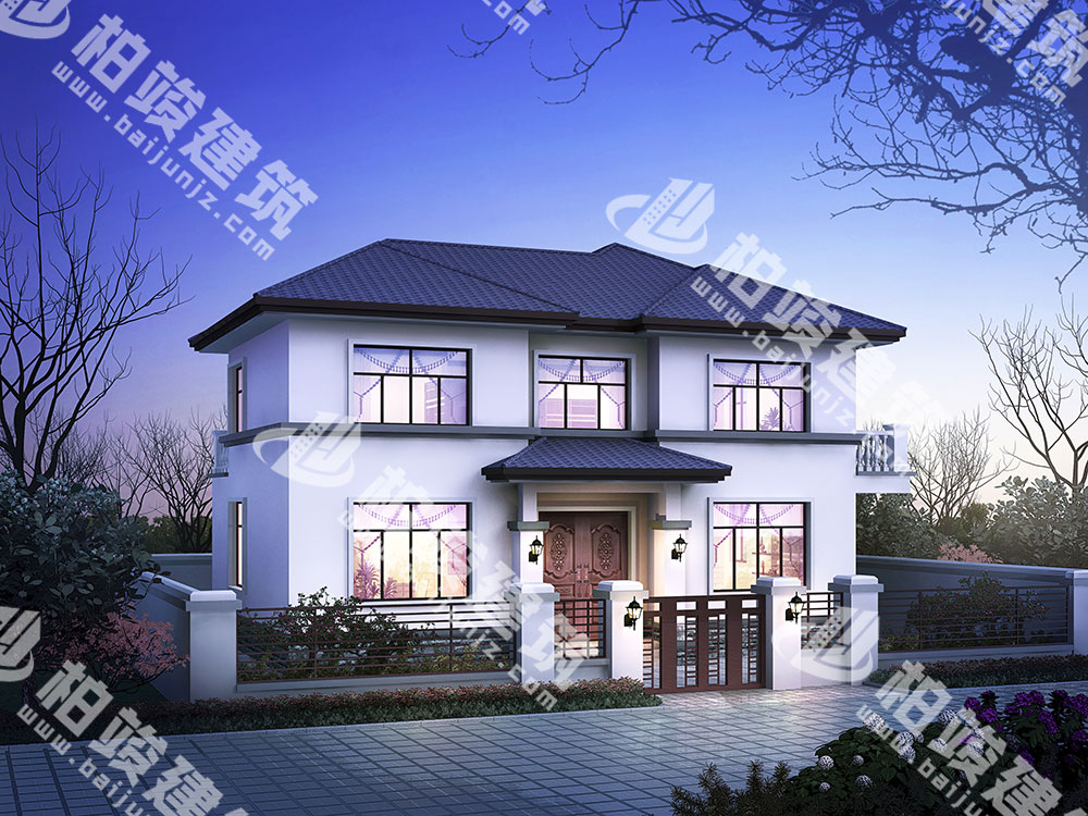 二層現(xiàn)代風(fēng)格自建房設(shè)計圖，框架結(jié)構(gòu)，大氣設(shè)計