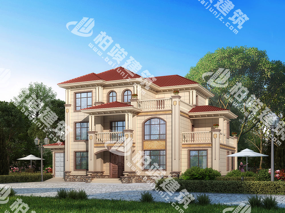 農(nóng)村三層簡歐風格自建房設(shè)計圖，占地218㎡，外觀典雅溫馨，內(nèi)部配置很全