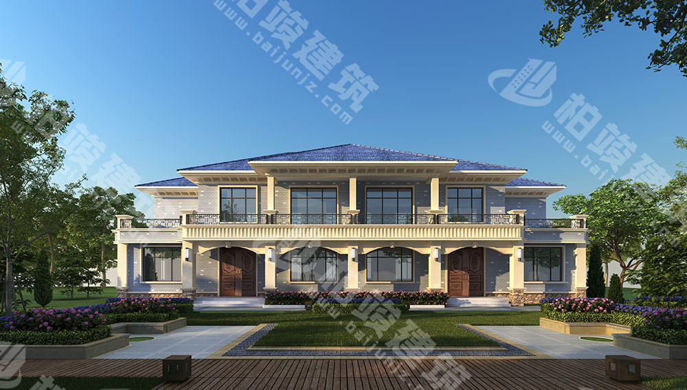 農(nóng)村自建二層雙拼別墅，磚混結(jié)構(gòu)，簡歐風(fēng)格，戶型通透，布局合理