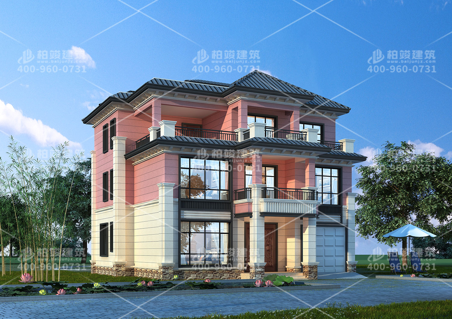 三層自建別墅設(shè)計圖，帶陽臺欣賞夜晚的美麗。