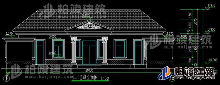 農(nóng)村蓋房設(shè)計(jì)大全一層房子的設(shè)計(jì)圖紙，帶漂亮的小院子BZ116-簡(jiǎn)歐風(fēng)格