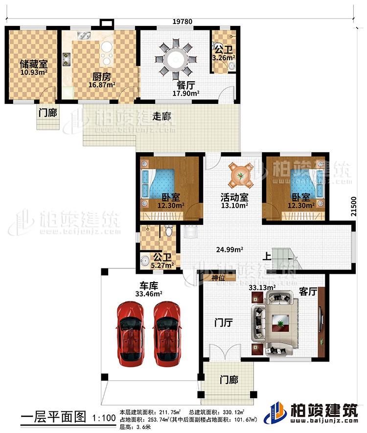 二層簡歐農(nóng)村別墅帶雙車庫施工效果圖紙全套 造價30萬BZ263-簡歐風(fēng)格