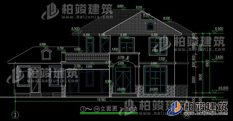 二層簡歐農(nóng)村別墅帶雙車庫施工效果圖紙全套 造價30萬BZ263-簡歐風(fēng)格