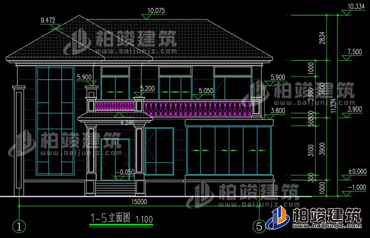 農(nóng)村25萬別墅款式二層自建房設(shè)計(jì)圖，外觀簡約大氣BZ2513-簡歐風(fēng)格