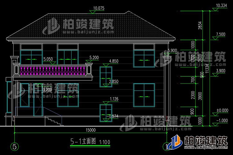 農(nóng)村25萬別墅款式二層自建房設(shè)計(jì)圖，外觀簡約大氣BZ2513-簡歐風(fēng)格