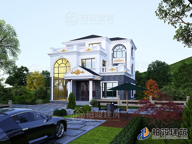 新農(nóng)村私人別墅建筑設(shè)計(jì)施工圖，全套三層別墅設(shè)計(jì)圖紙BZ3512-簡歐風(fēng)格