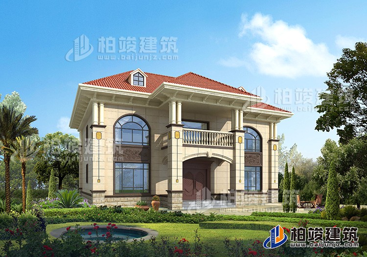 二層歐式復(fù)式小別墅設(shè)計方案，全套建筑設(shè)計圖紙BZ2518-簡歐風(fēng)格