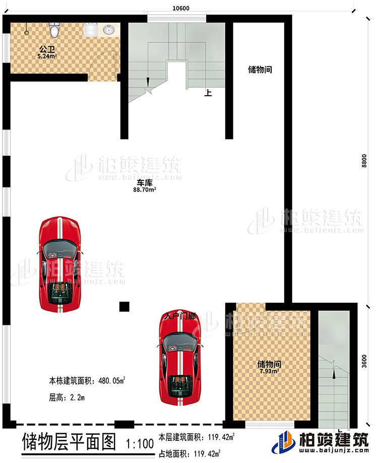 地下室：2儲物間、公衛(wèi)、車庫