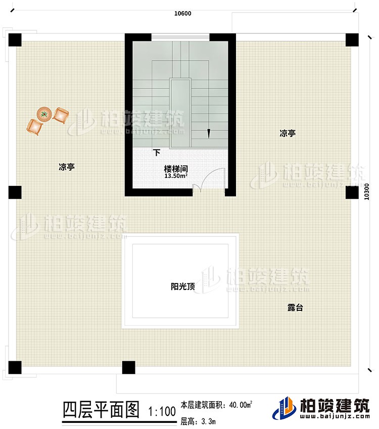 四層：樓梯間、2涼亭、露臺、陽光頂